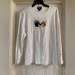XL Misses Designers Originals Holiday Christmas 3 Cats Tee